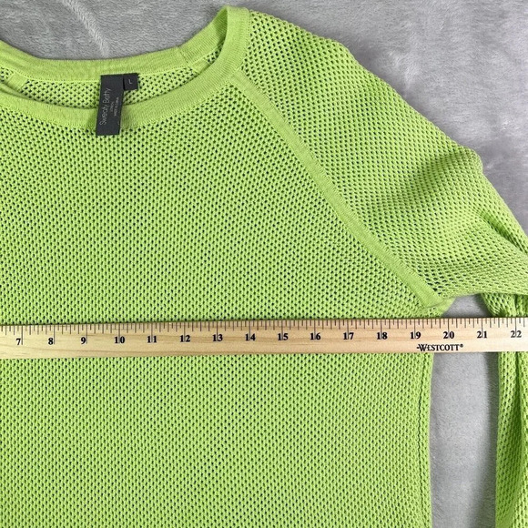 Sweaty Betty Idol Mesh Sweater Women's Large Neon Green Crewneck Athletic Run - Picture 12 of 14